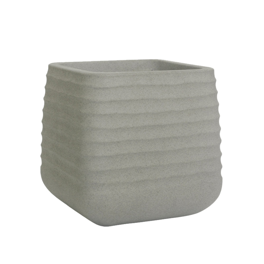 Oslo Square Ripple Plant Pot 28 x 28cm 18L - Grey