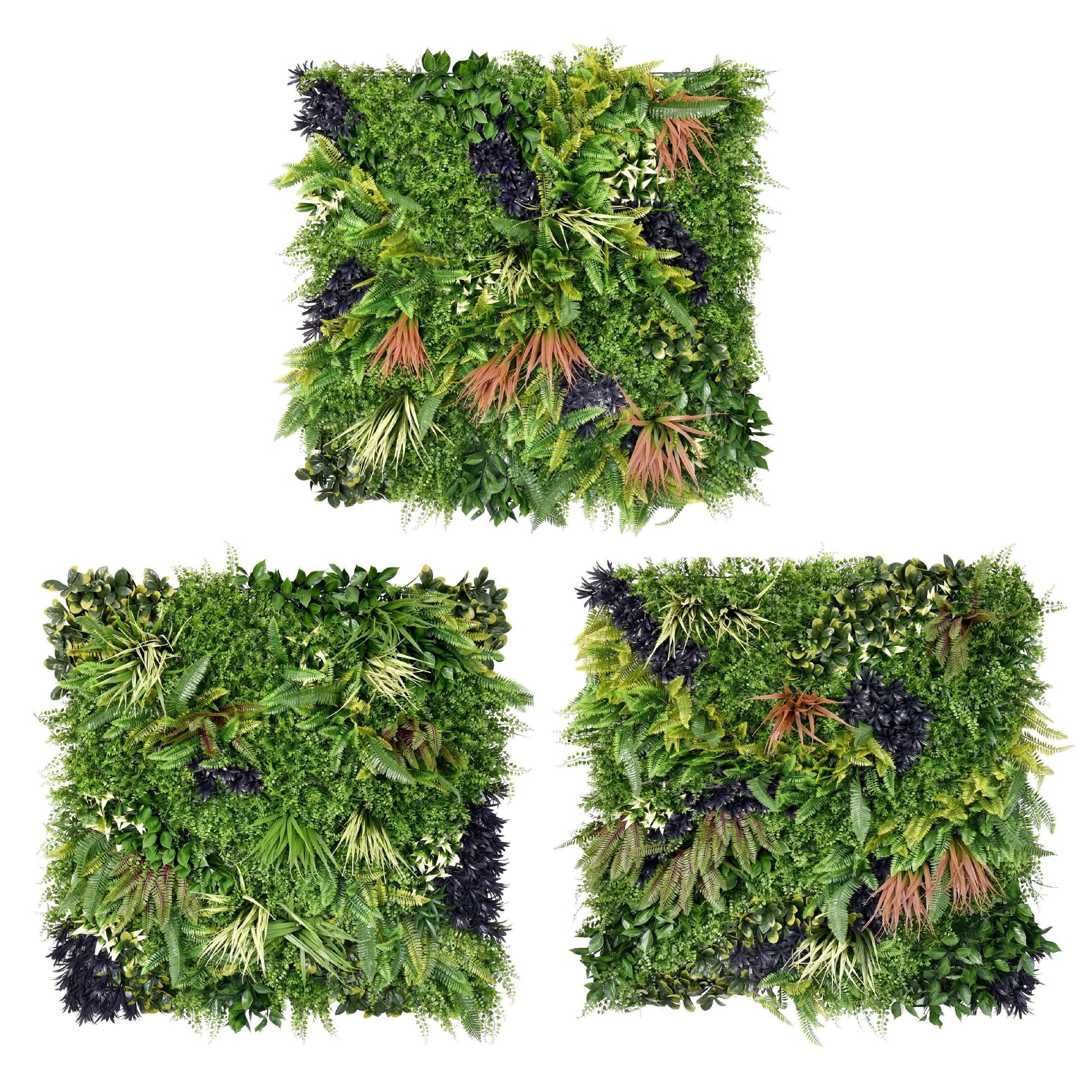 Combo of 3 Charm Premium Artificial Plants Green Wall Panels 1m x 1m - Evergreenery