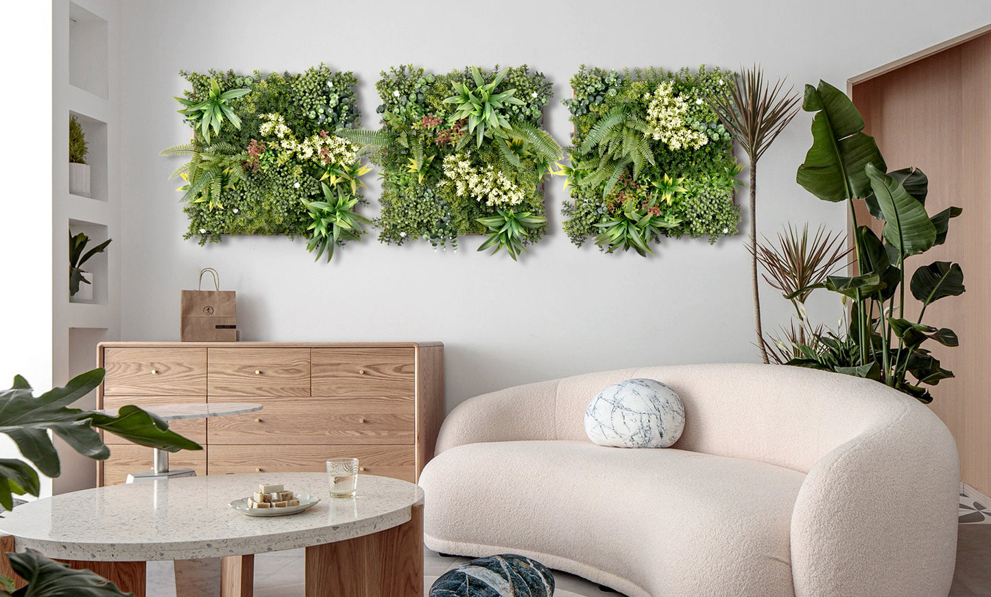 Combo of 3 Aurora Premium Artificial Green Wall Panels 50cm x 50cm