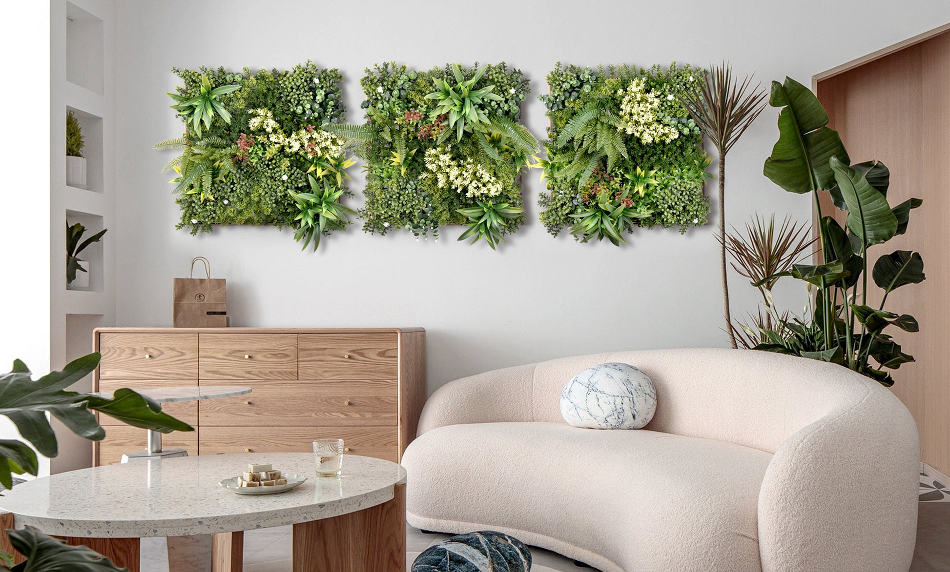 Combo of 3 Aurora Premium Artificial Green Wall Panels 50cm x 50cm