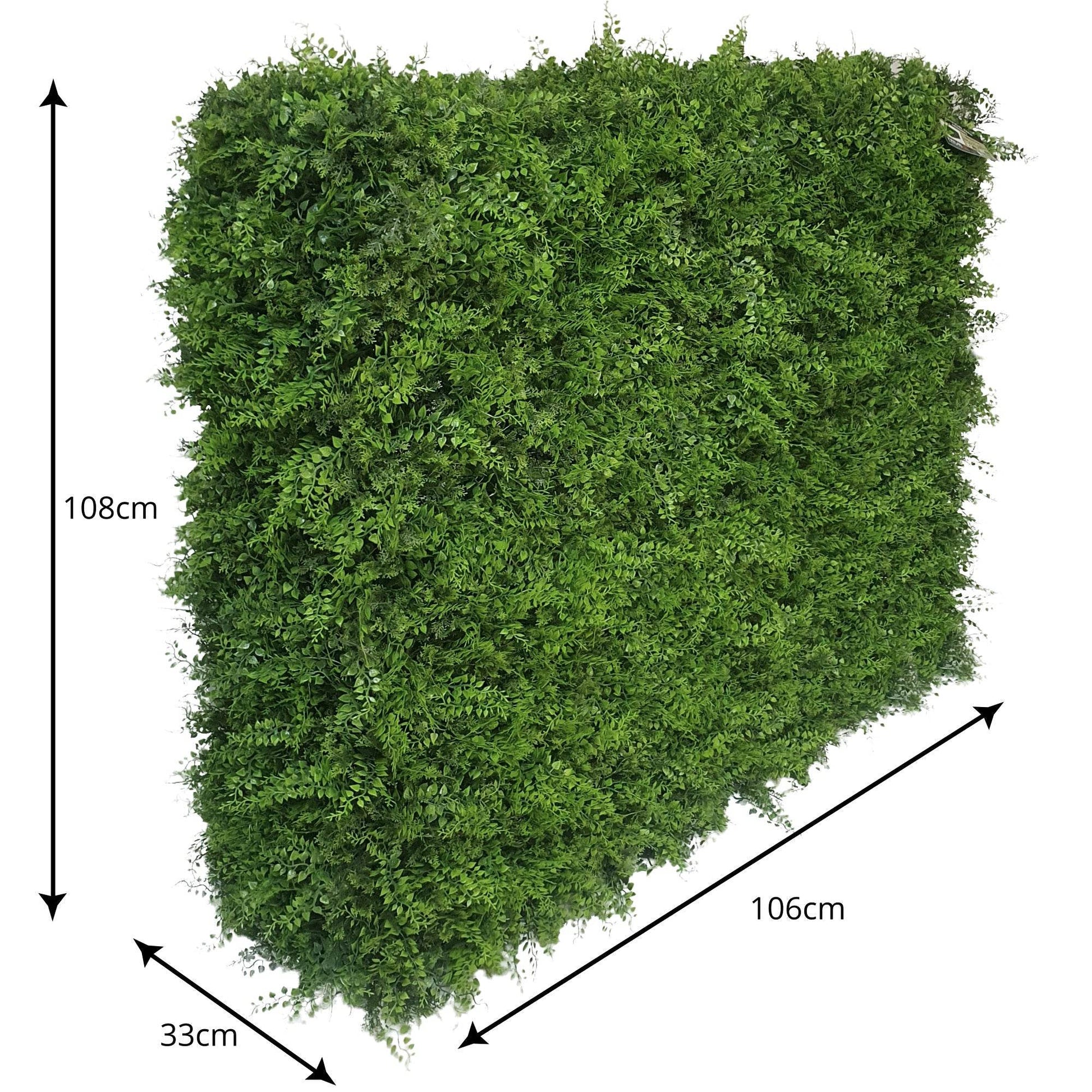 Premium Freestanding Artificial Fern Hedge - 108cm x 106cm - Evergreenery