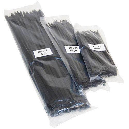 Black Cable Ties - Packs of 100 - Evergreenery