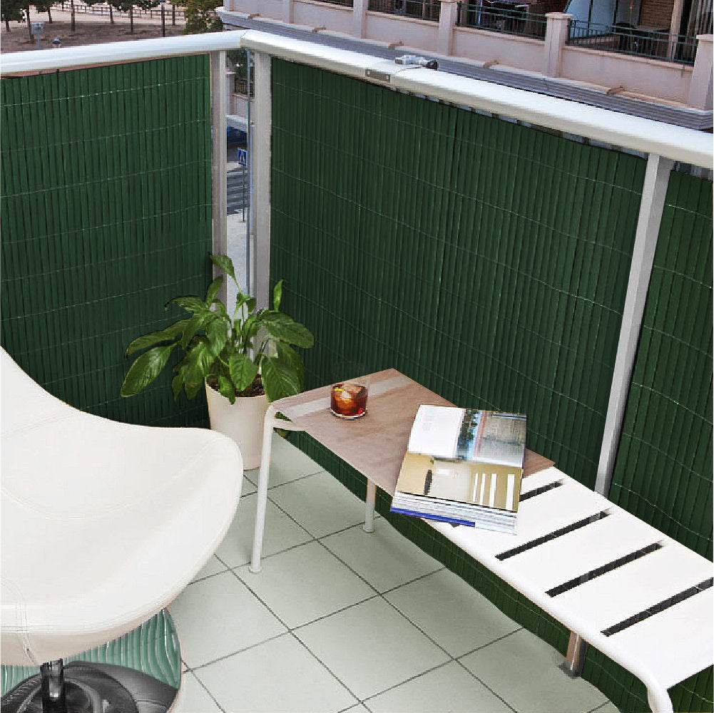 Artificial PVC Bamboo Screening Fence 4m - Green - Evergreenery