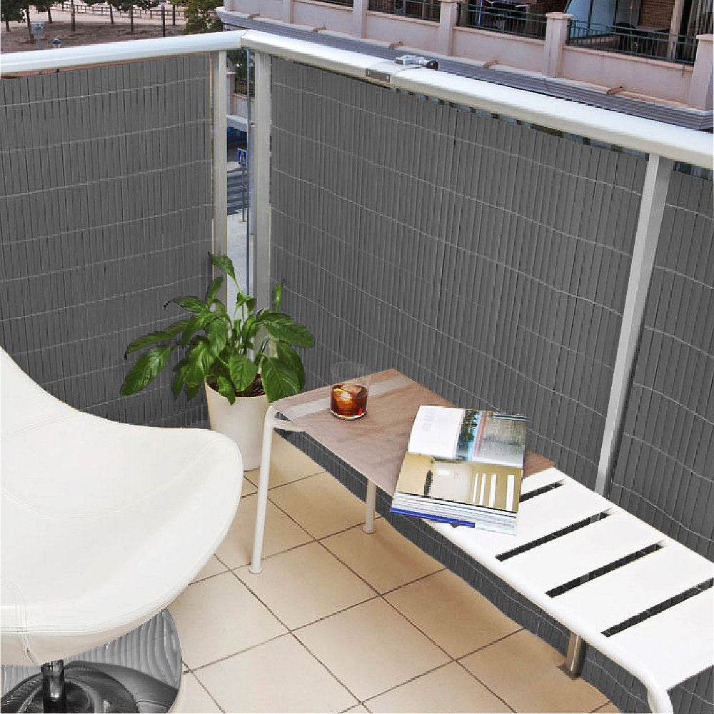 Artificial PVC Bamboo Screening Fence 4m - Grey - Evergreenery