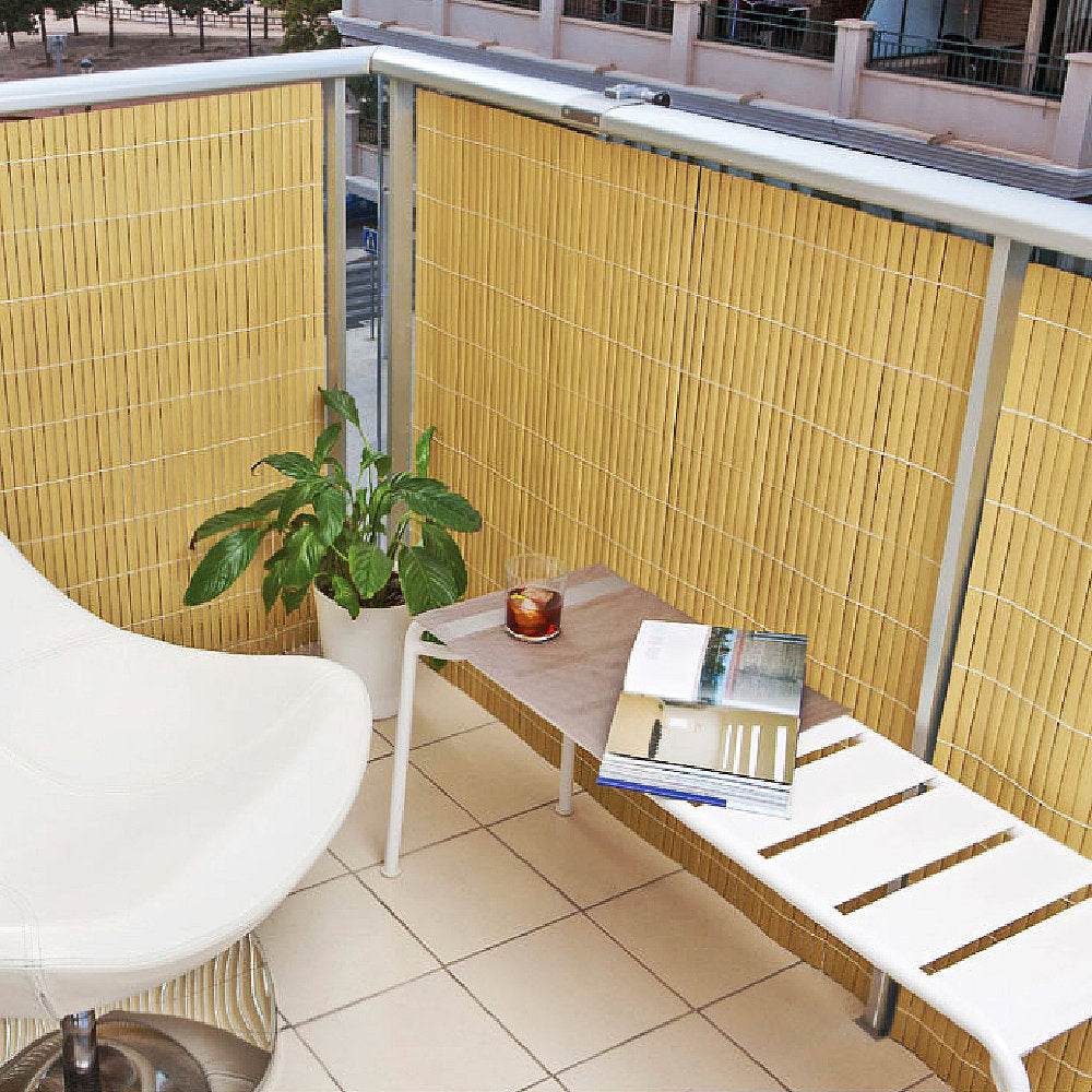 Artificial PVC Bamboo Screening Fence 4m - Natural - Evergreenery