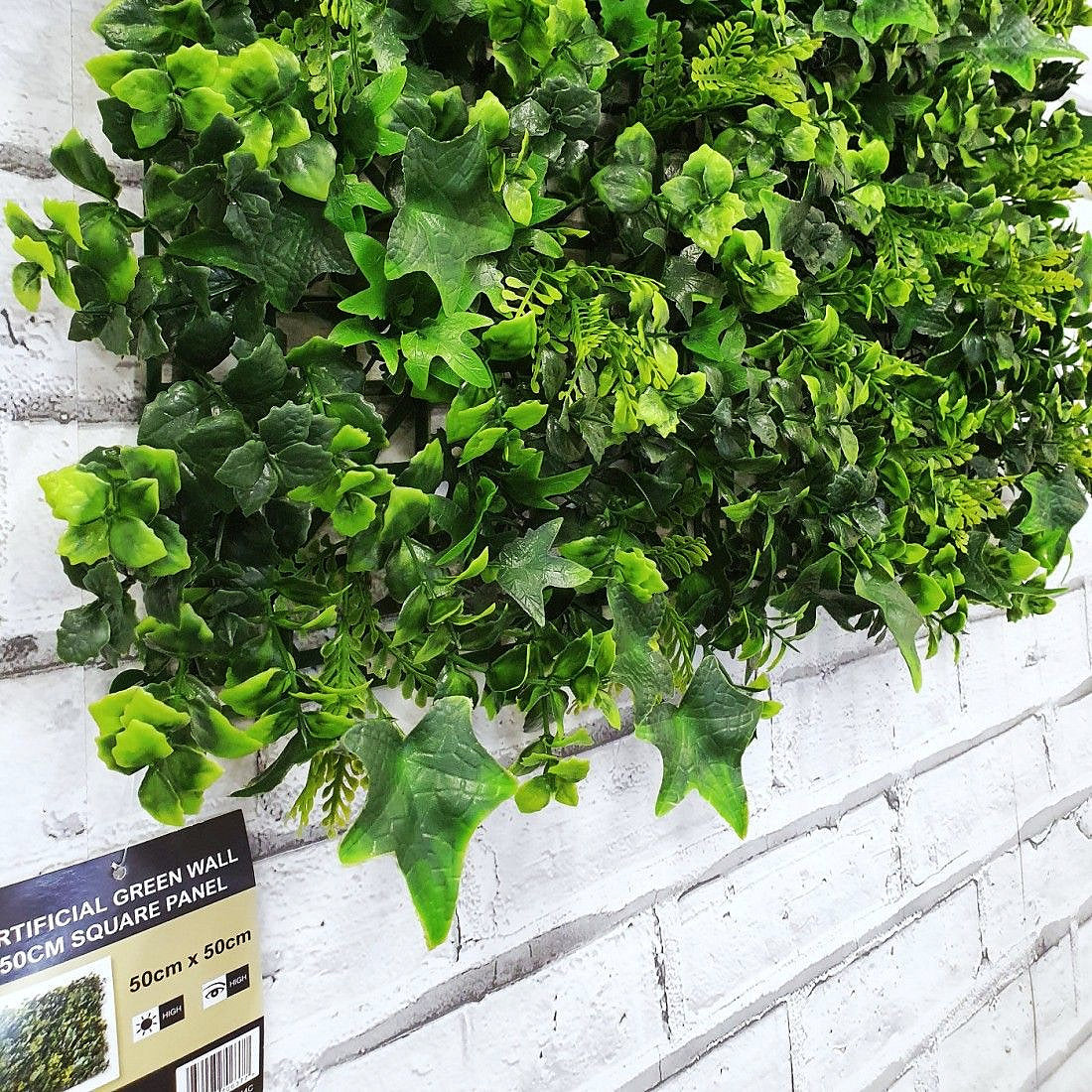 Premium Ivy Artificial Green Wall Panel 50cm x 50cm Close Up