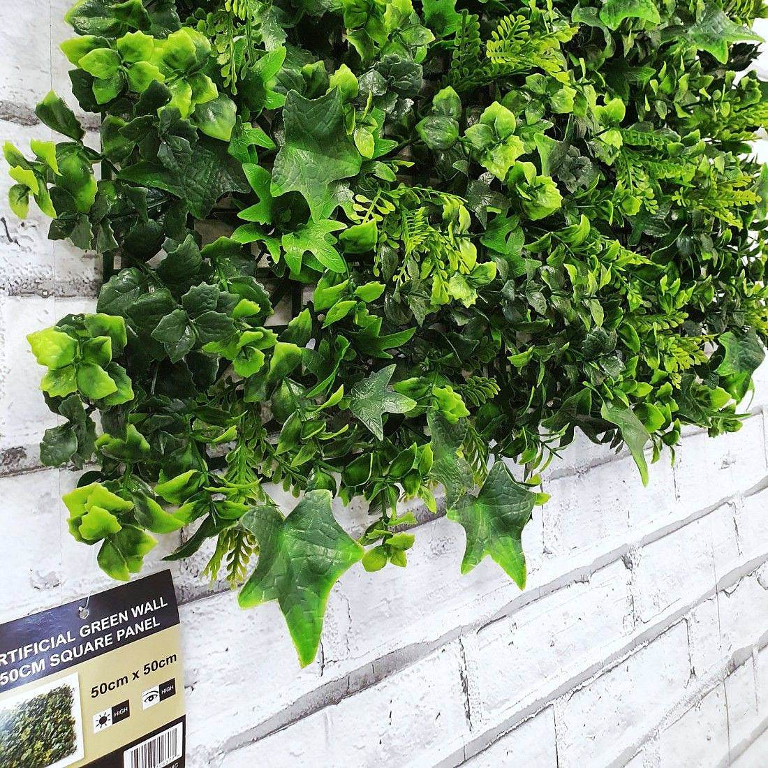 Premium Artificial Green Wall Panel 50cm x 50cm - Ivy - Evergreenery