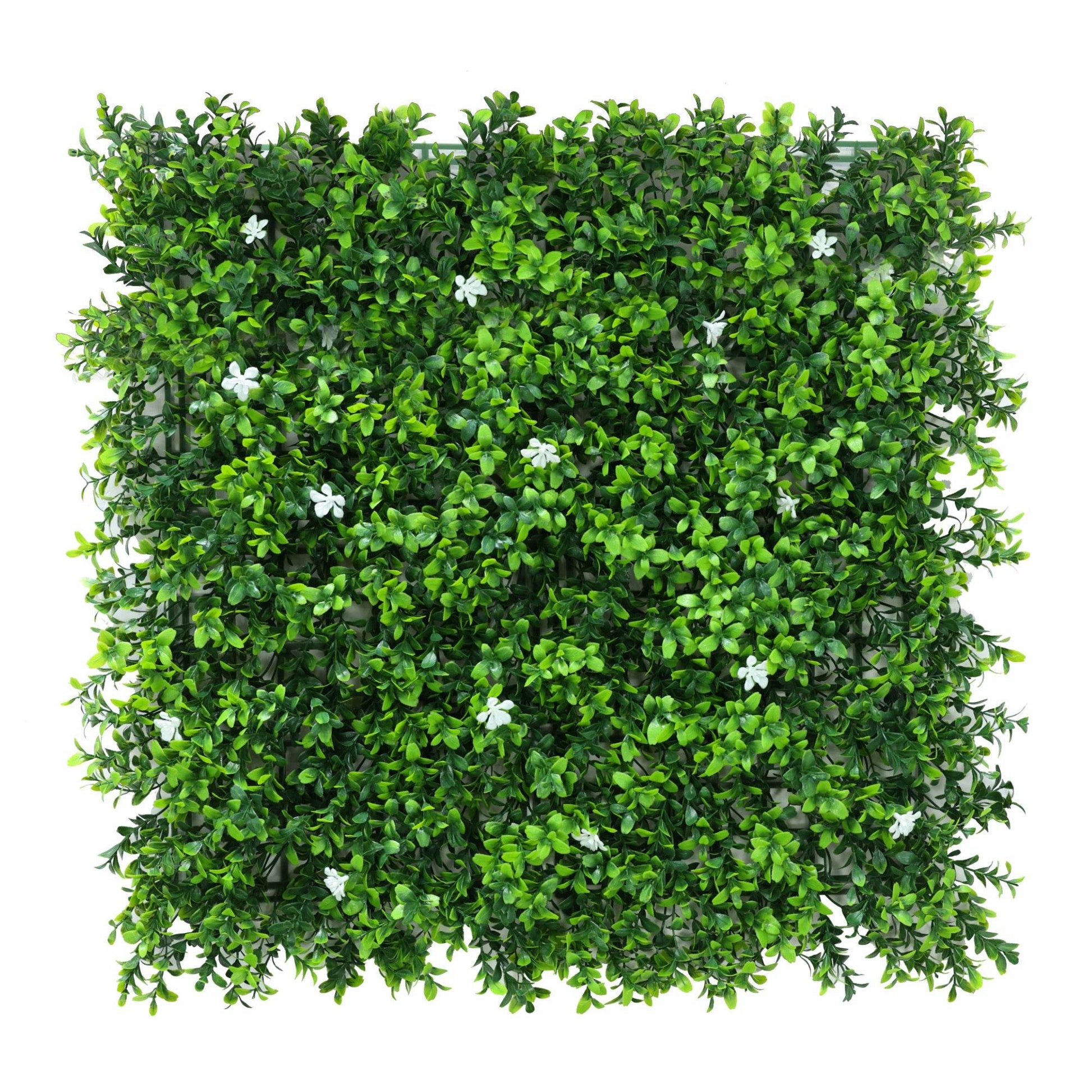 Premium Artificial Green Wall Panel 50 x 50cm - White Flower - Evergreenery