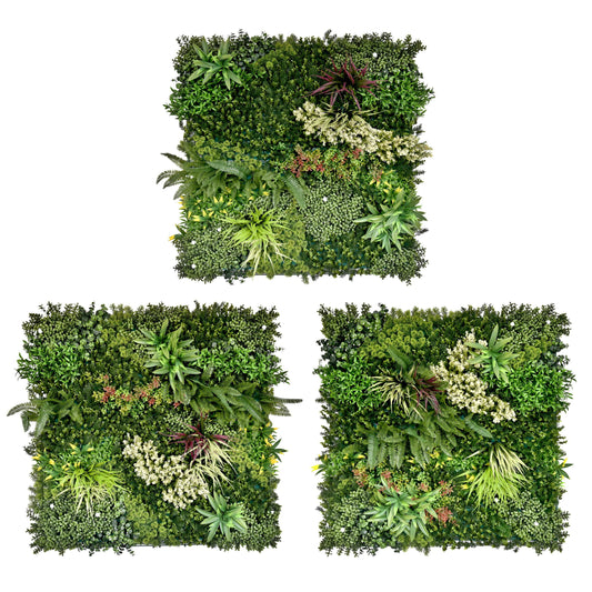 Combo of 3 Gala Premium Artificial Plants Green Wall Panels 1m x 1m - Evergreenery