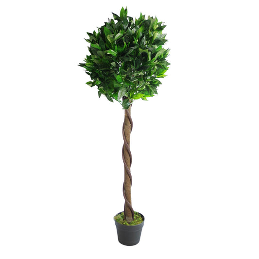 Artificial Topiary Bay Tree with Twisted Natural Trunk 120cm - Evergreenery