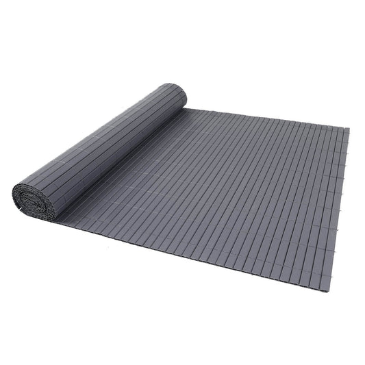 Artificial PVC Bamboo Screening Fence 4m - Grey - Evergreenery