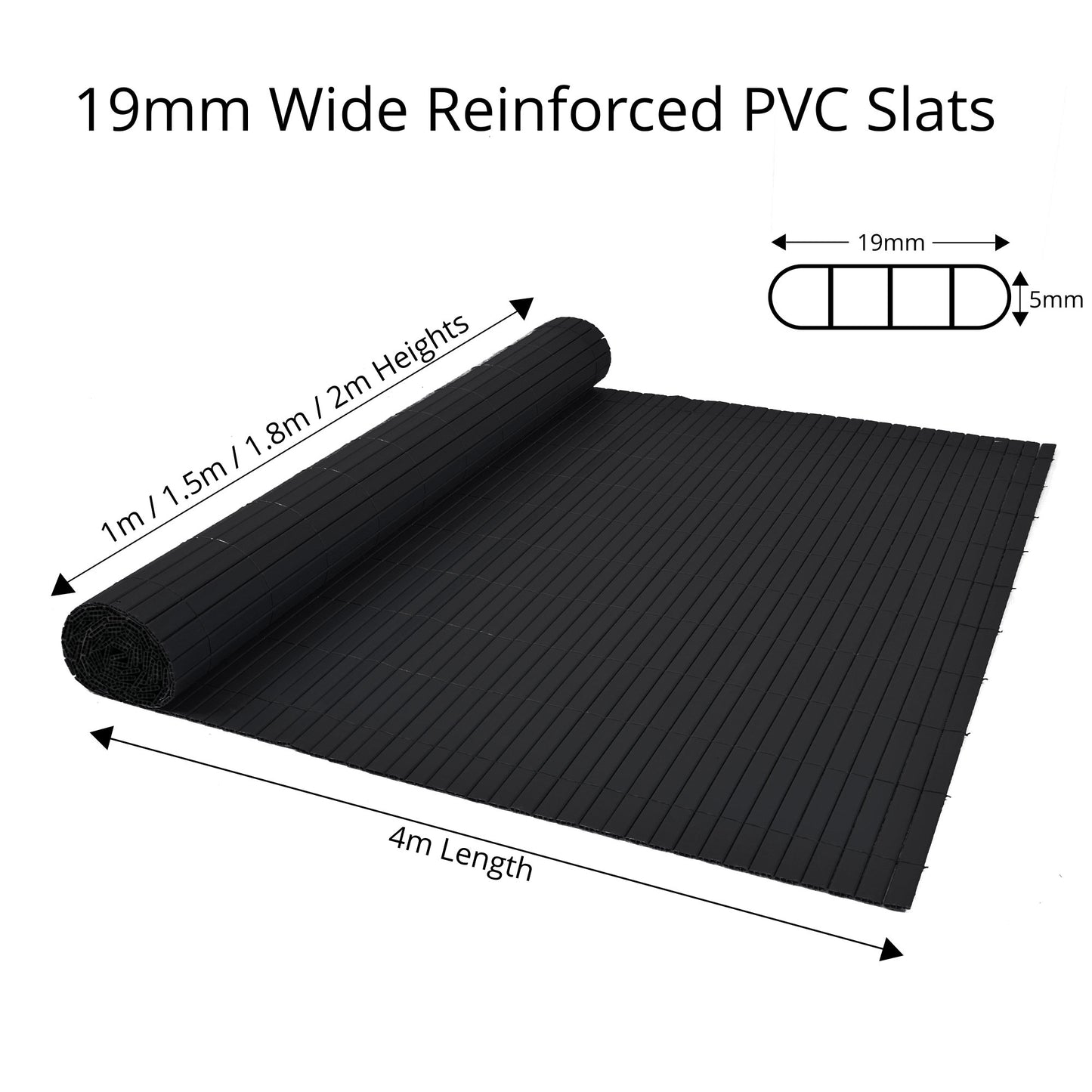 Artificial PVC Bamboo Screening Fence 4m - Black
