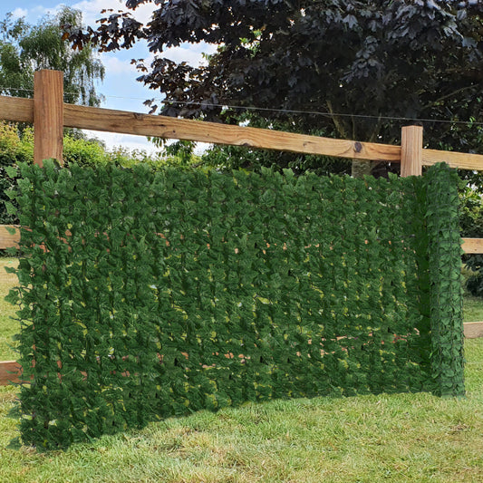 Premium Artificial Ivy Hedge Garden Fence Privacy Screening - Dark Green