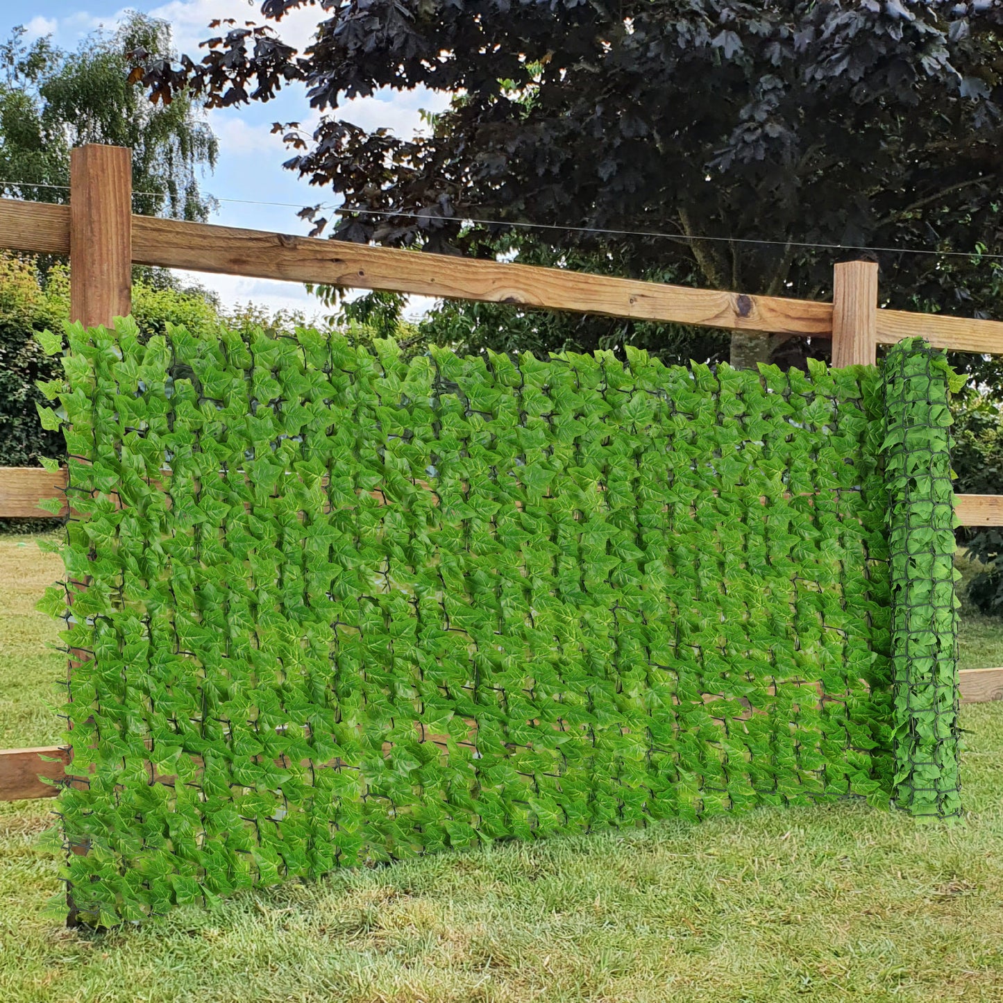 Premium Artificial Ivy Hedge Garden Fence Privacy Screening - Light Green