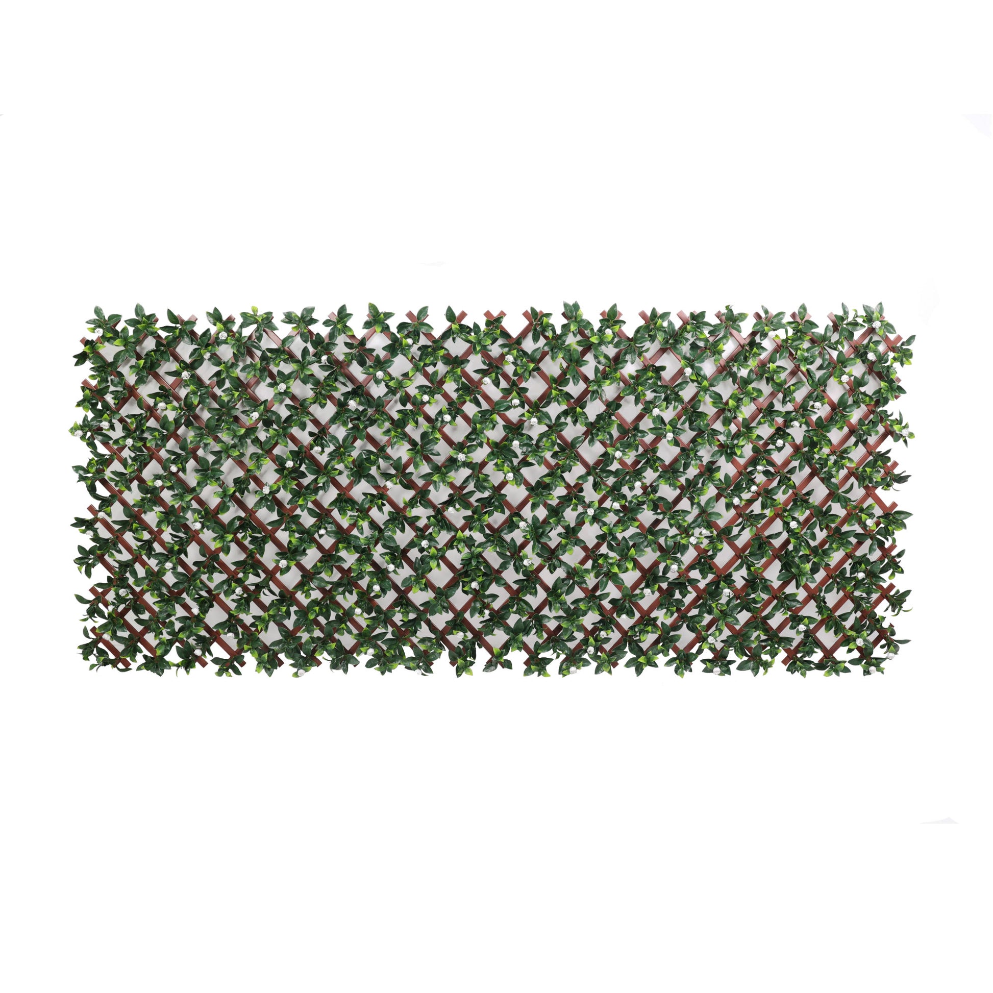 Premium Expanding Trellis Artificial Laurel & White Flower - 1m x 2m