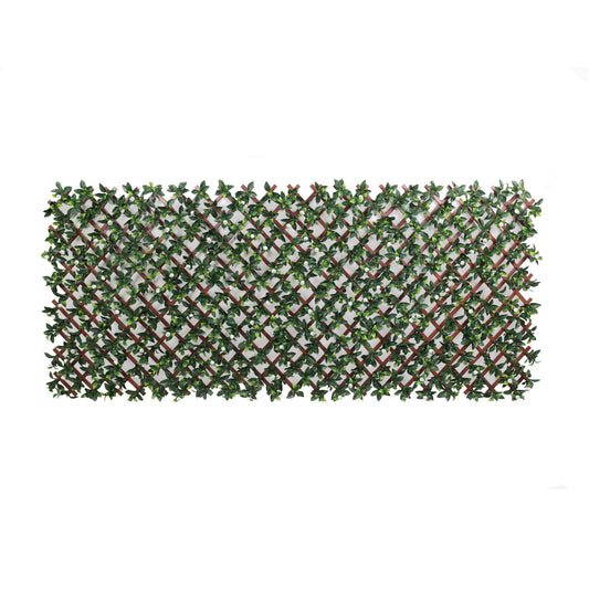 Premium Expanding Trellis Artificial Laurel & White Flower - 1m x 2m
