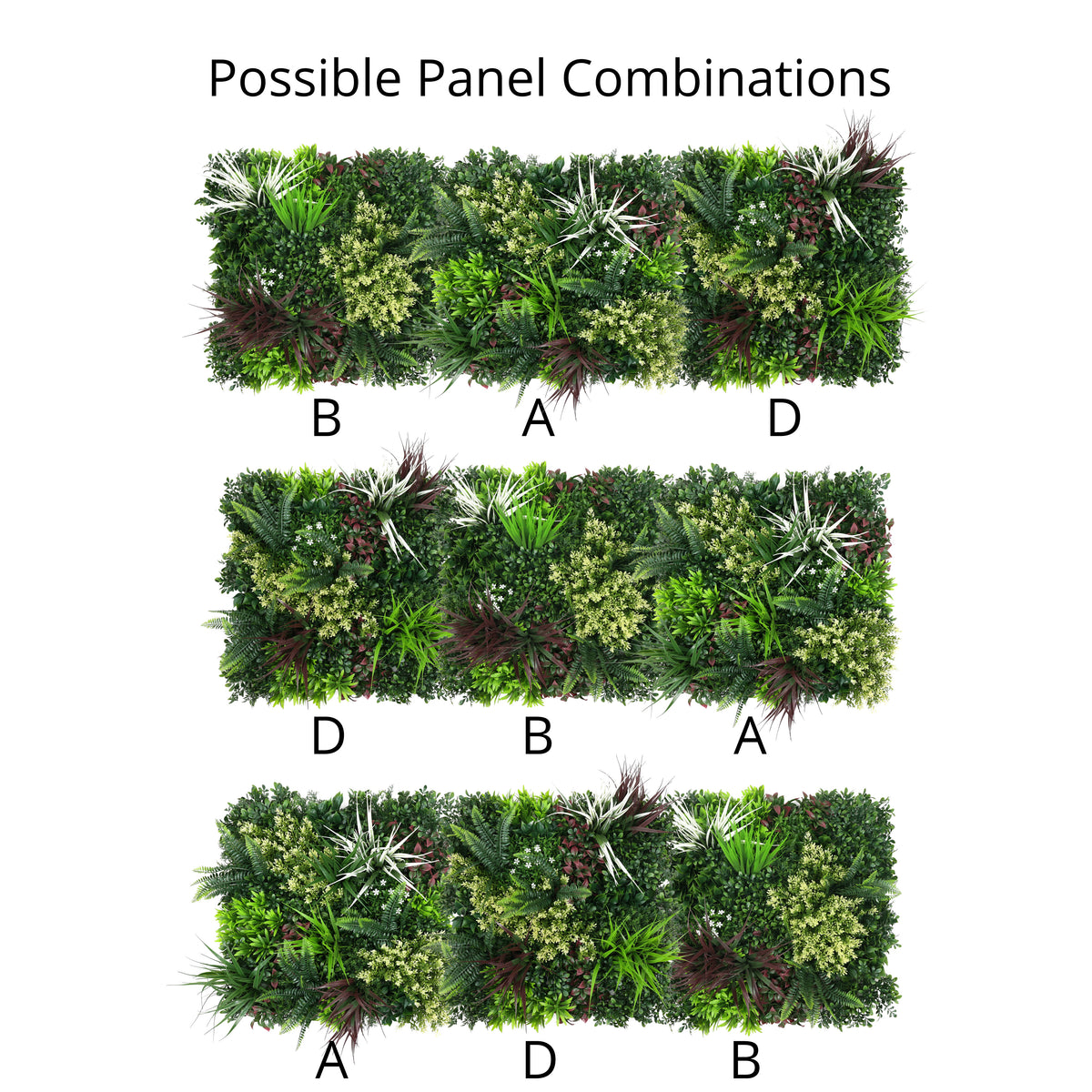 Combo of 3 Carnival Premium Artificial Plants Green Wall Panels 50cm x 50cm
