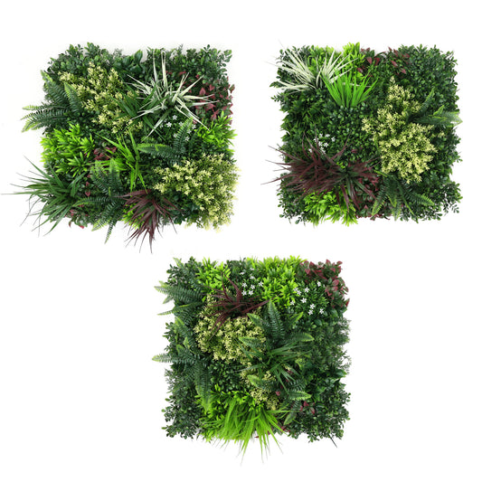Combo of 3 Carnival Premium Artificial Plants Green Wall Panels 50cm x 50cm