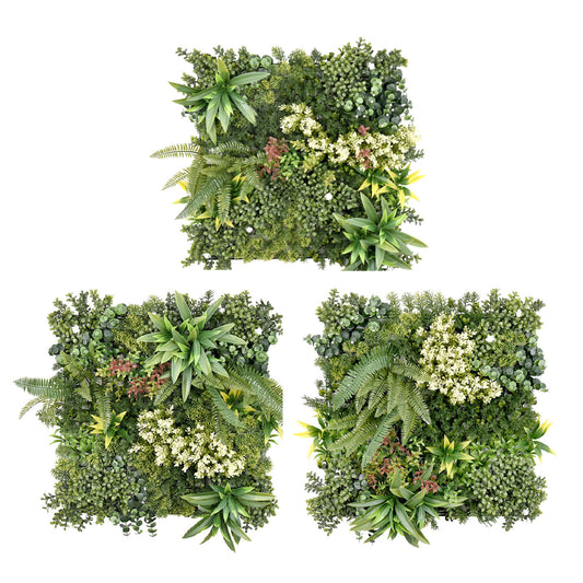 Combo of 3 Aurora Premium Artificial Green Wall Panels 50cm x 50cm