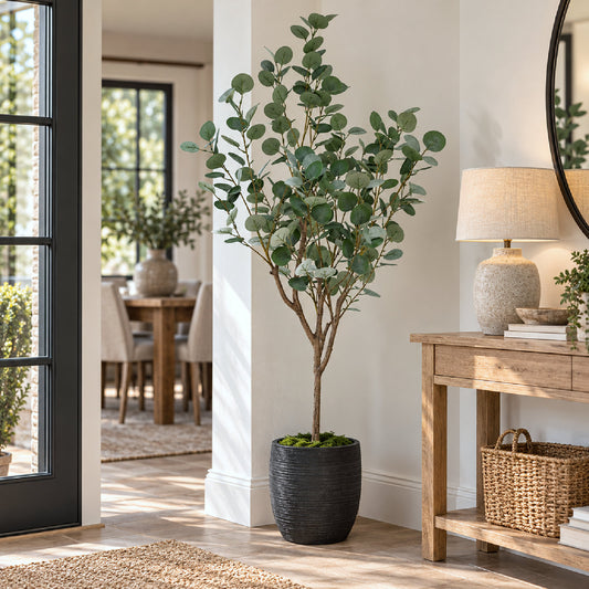 Premium Artificial Eucalyptus Tree Faux Silver Dollar Leaves 150cm