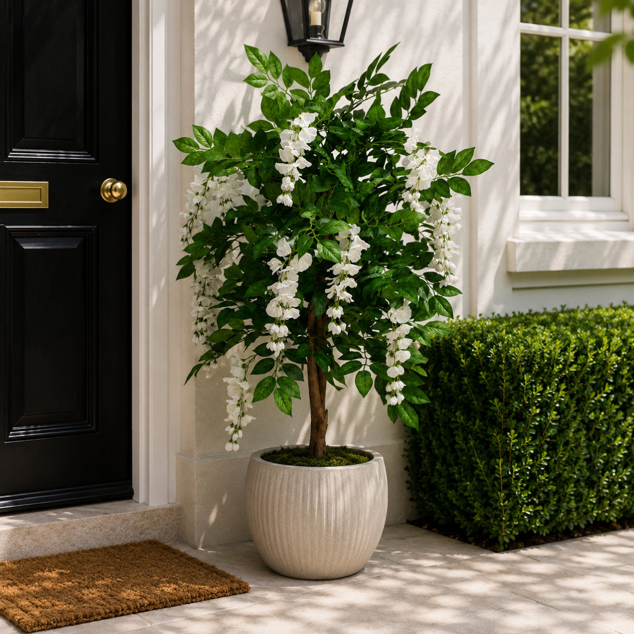 Artificial Wisteria Tree White Faux Silk Flowers 130cm
