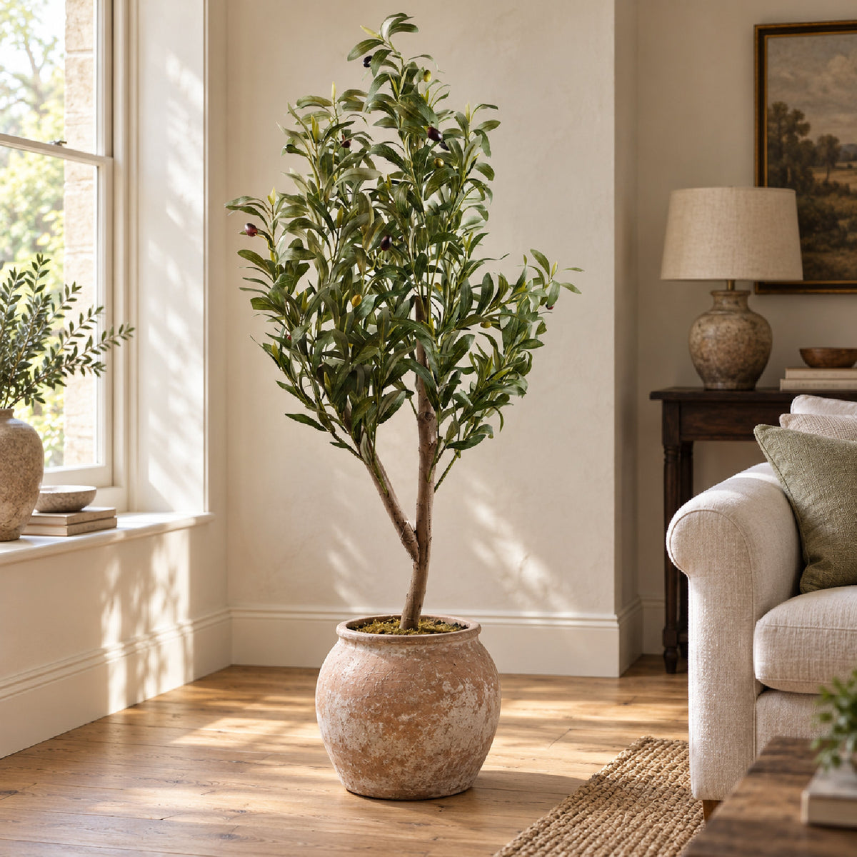 Artificial Olive Tree Faux Silk Lifelike Leaves 120cm