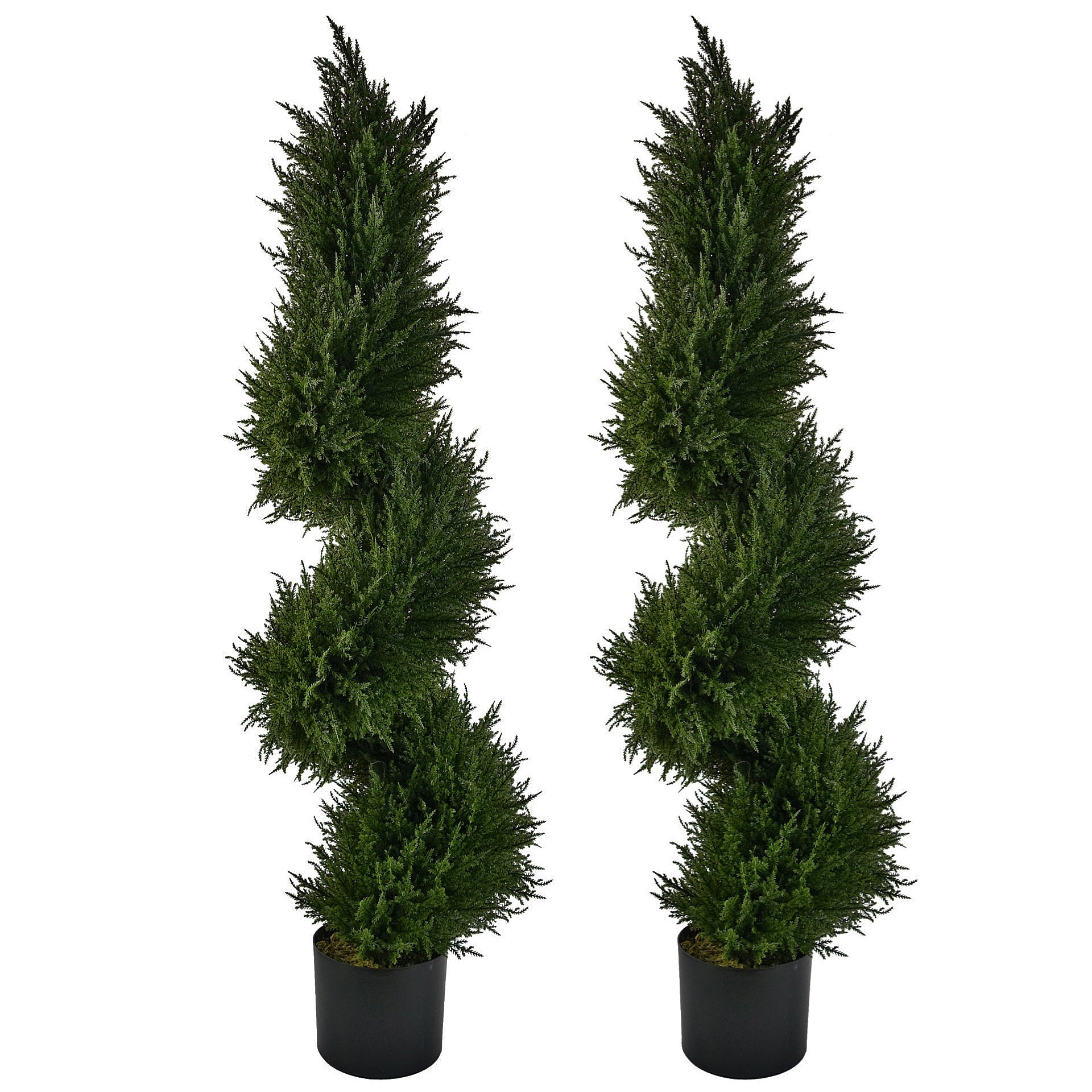 Pair of Artificial Cypress Spiral Topiary Trees 120cm