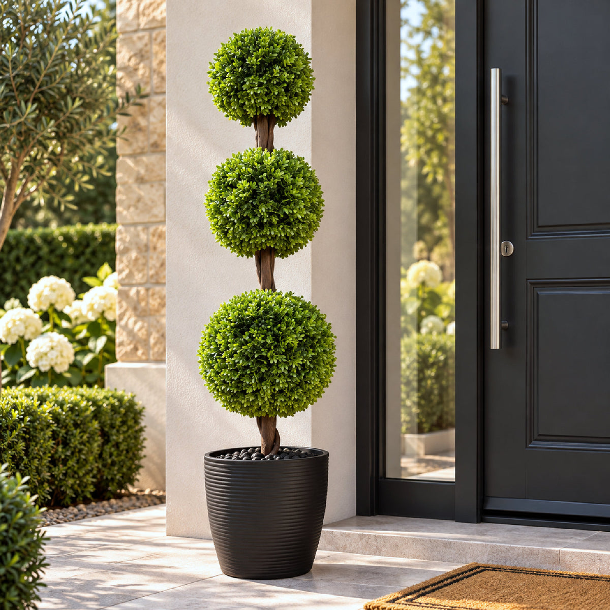 Artificial Topiary Triple Boxwood Ball Tree 120cm