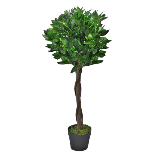 Artificial Topiary Bay Tree with Twisted Natural Trunk 90cm