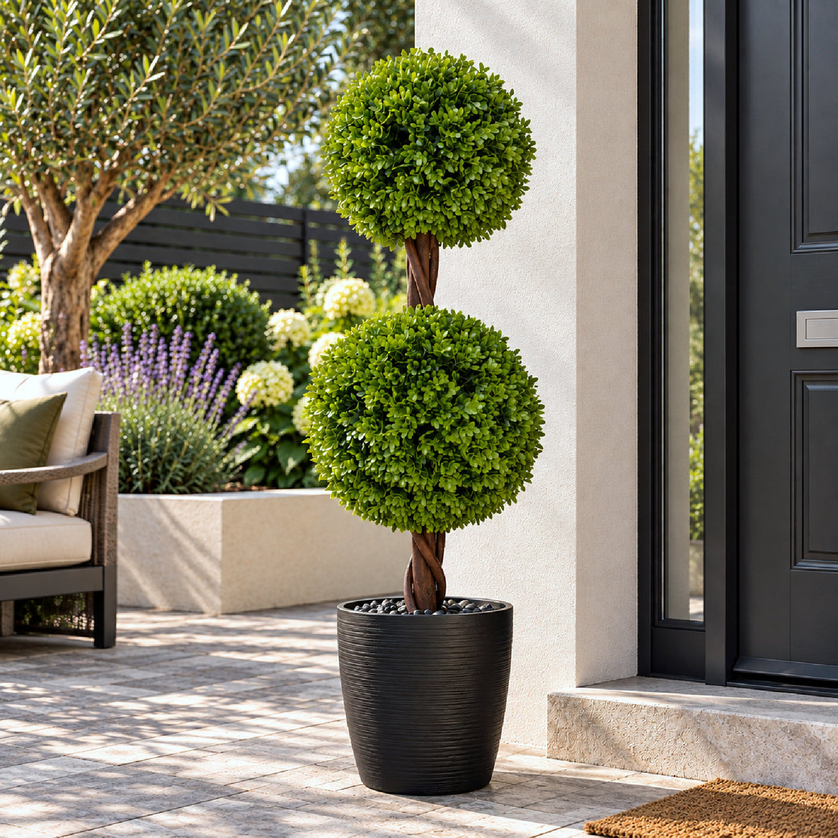 Artificial Topiary Double Boxwood Ball Tree 90cm