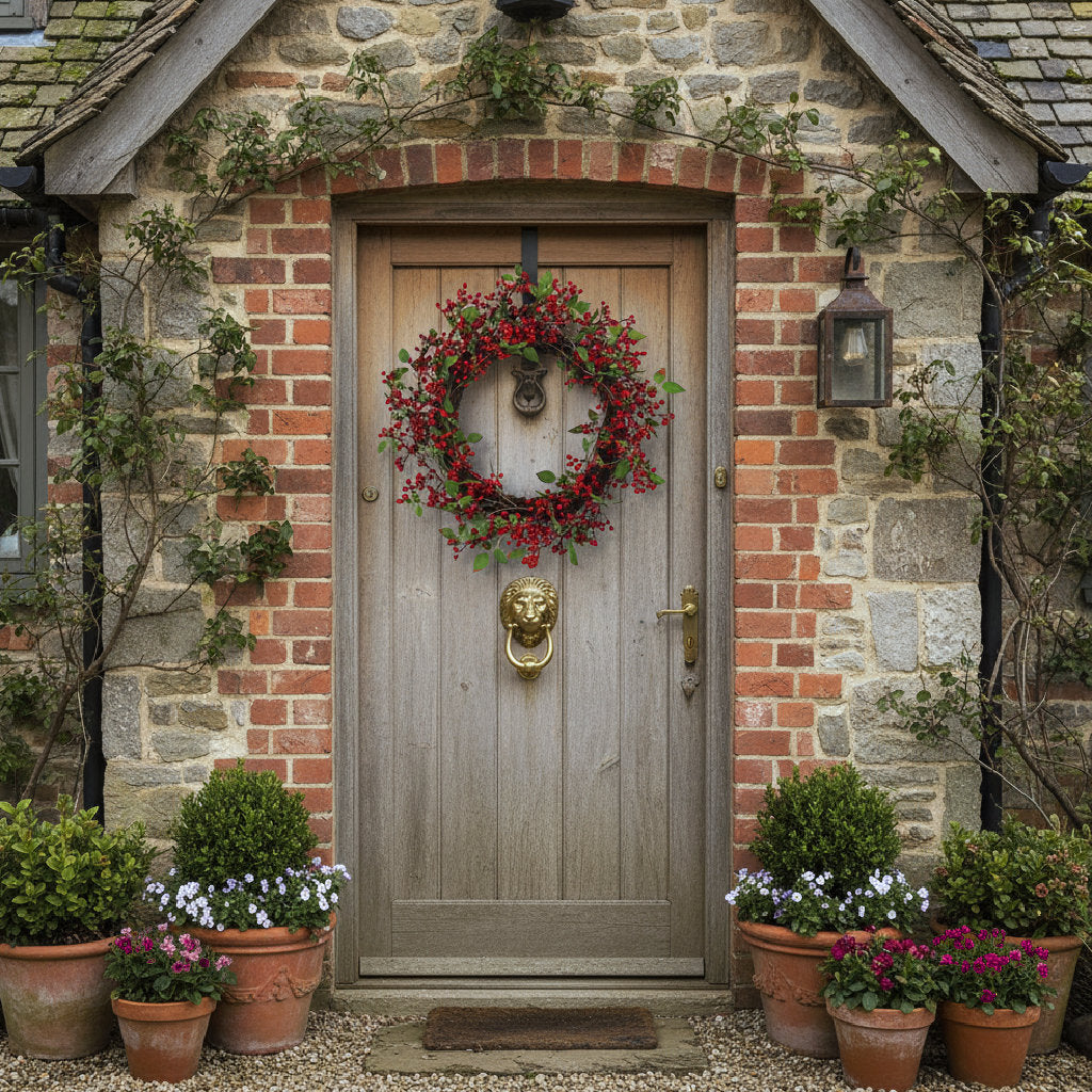 Large Christmas Natural Look Red Berry Floristry Wreath 60cm