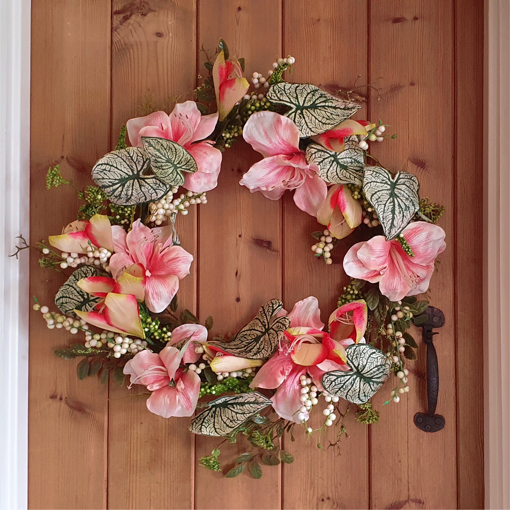Pink Lily Wreath 60cm