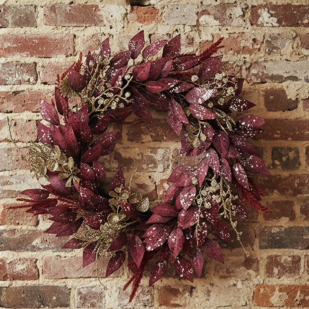 Deep Red Foliage Wreath 50cm