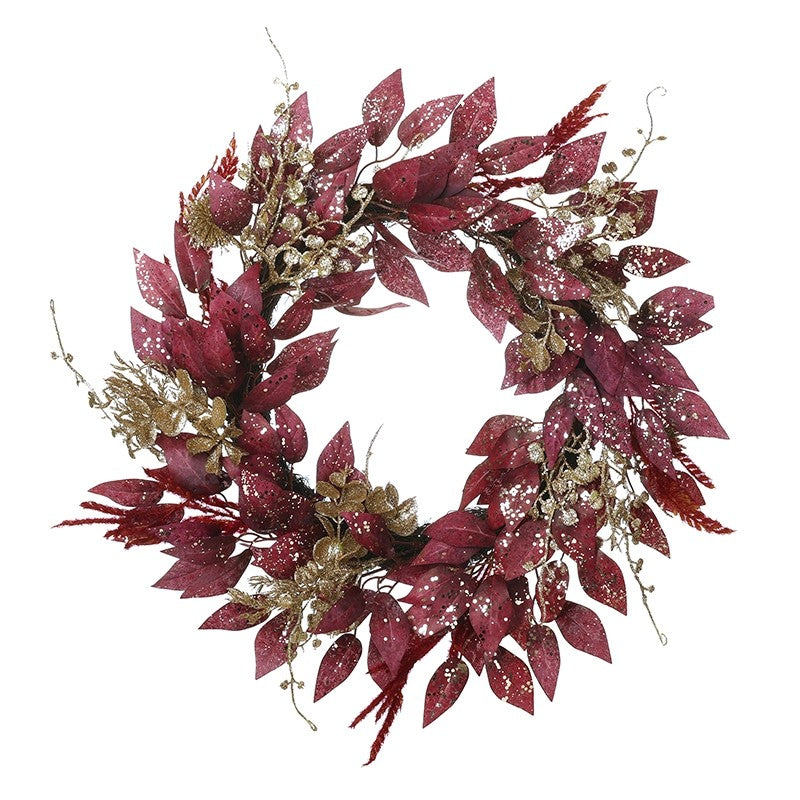 Deep Red Foliage Wreath 50cm
