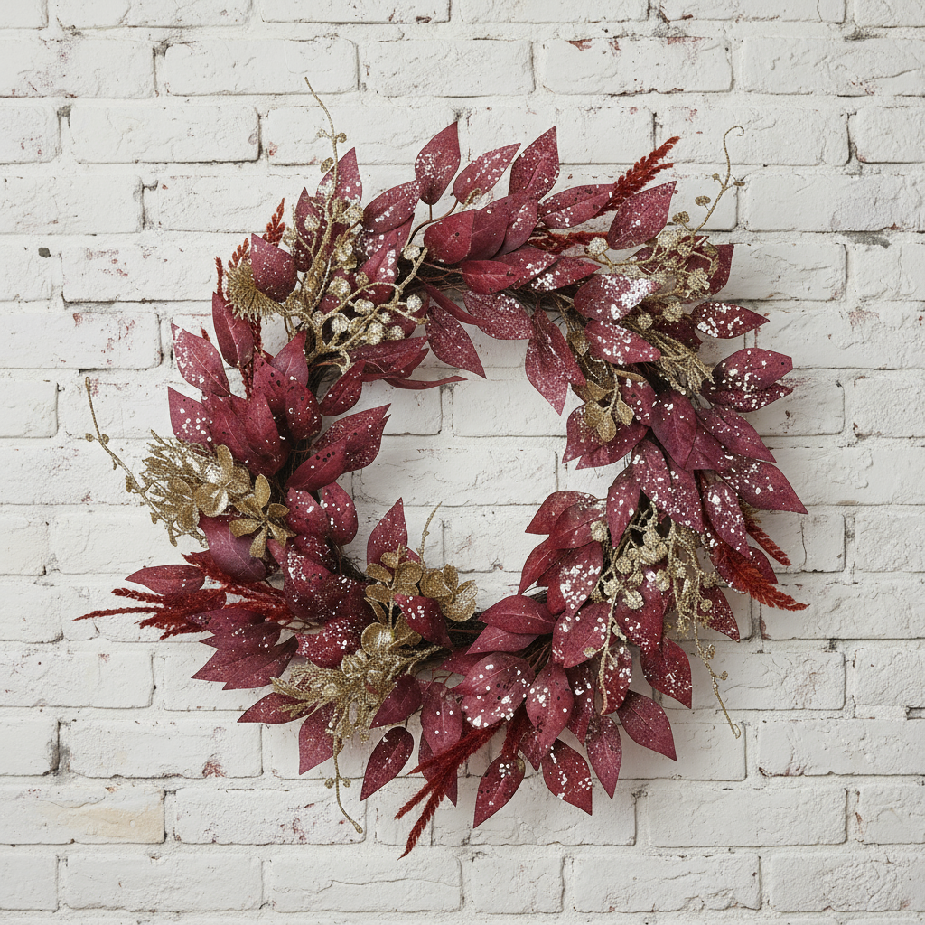 Deep Red Foliage Wreath 50cm