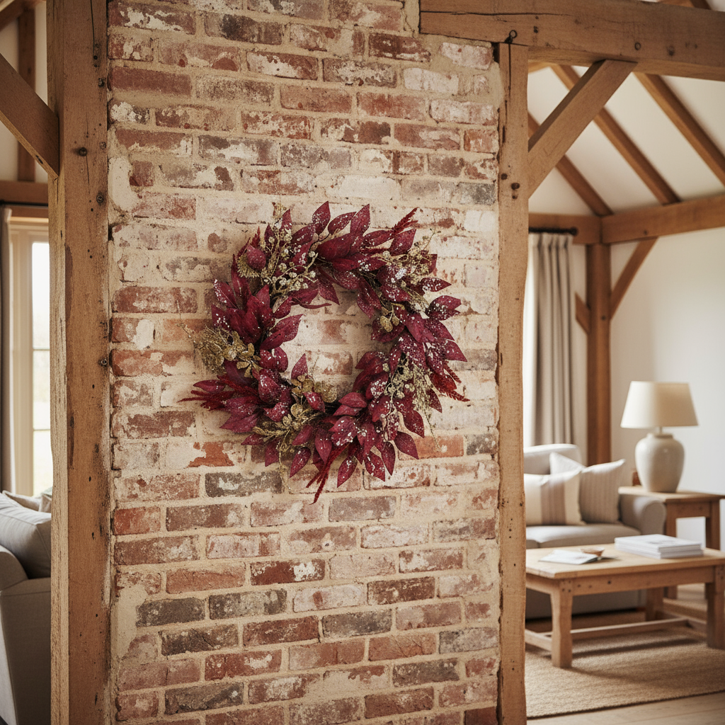 Deep Red Foliage Wreath 50cm