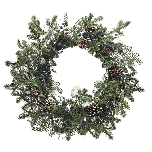 Fir and Blue Berries Winter Wreath 56cm