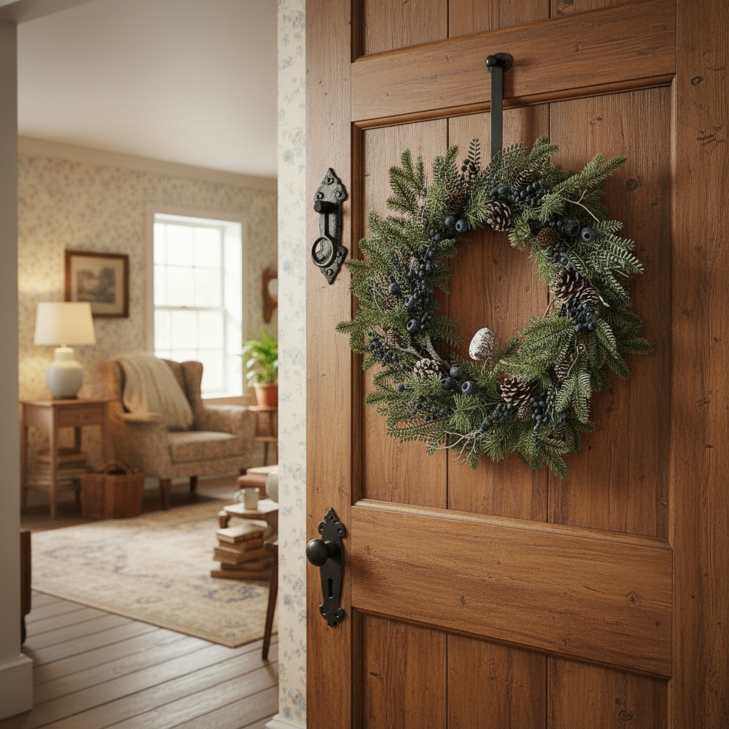 Fir and Blue Berries Winter Wreath 56cm