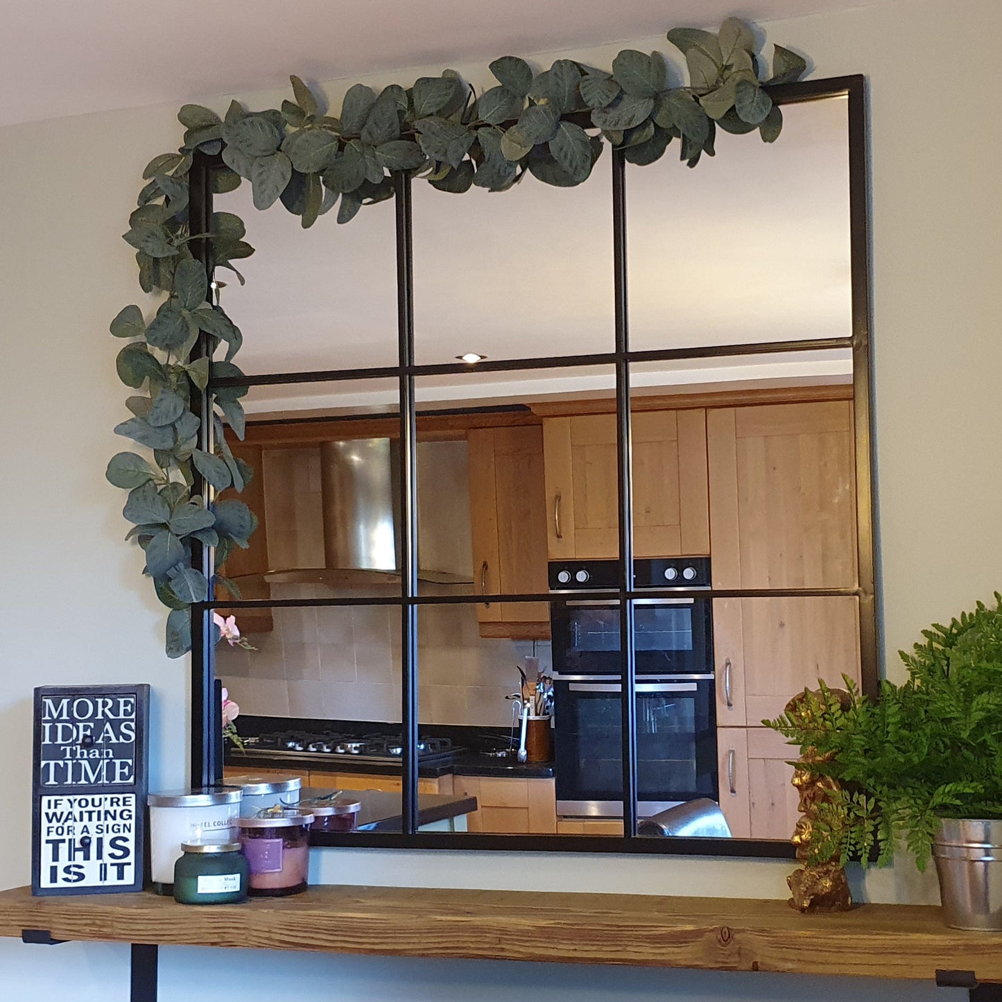 Artificial Hanging Trailing Evergreen Plant Around Mirror