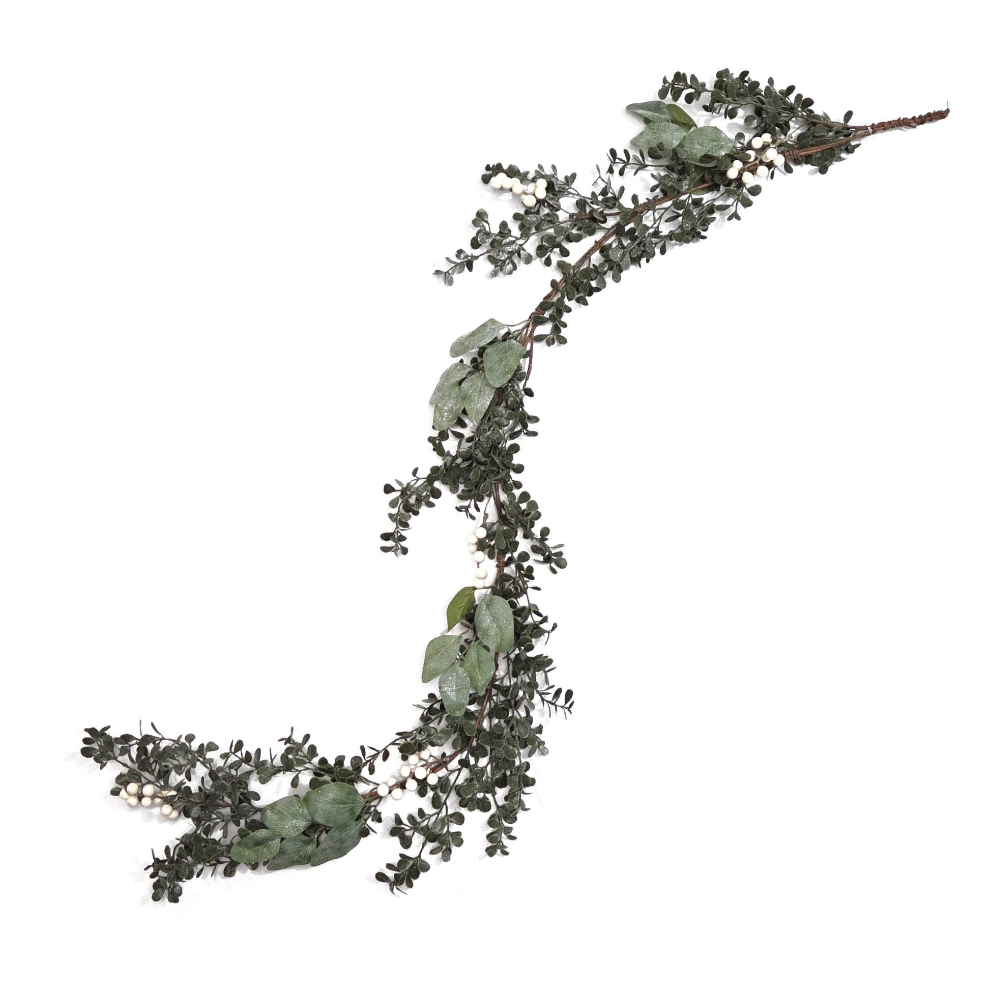 Frosted Boxwood & White Berries Garland 150cm