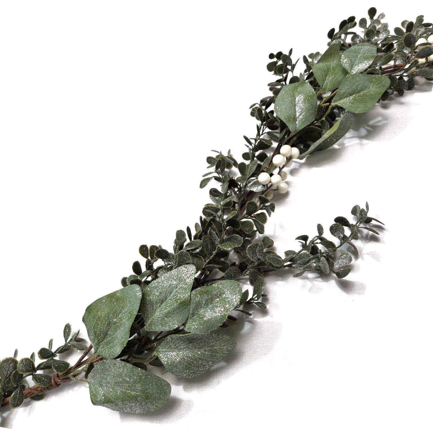 Frosted Boxwood & White Berries Garland 150cm
