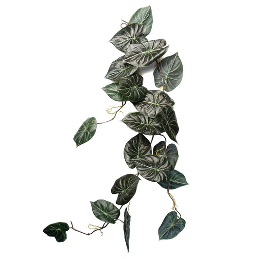 Artificial Hanging Trailing Plant Alocasia Dragon Scale 120cm - Dark