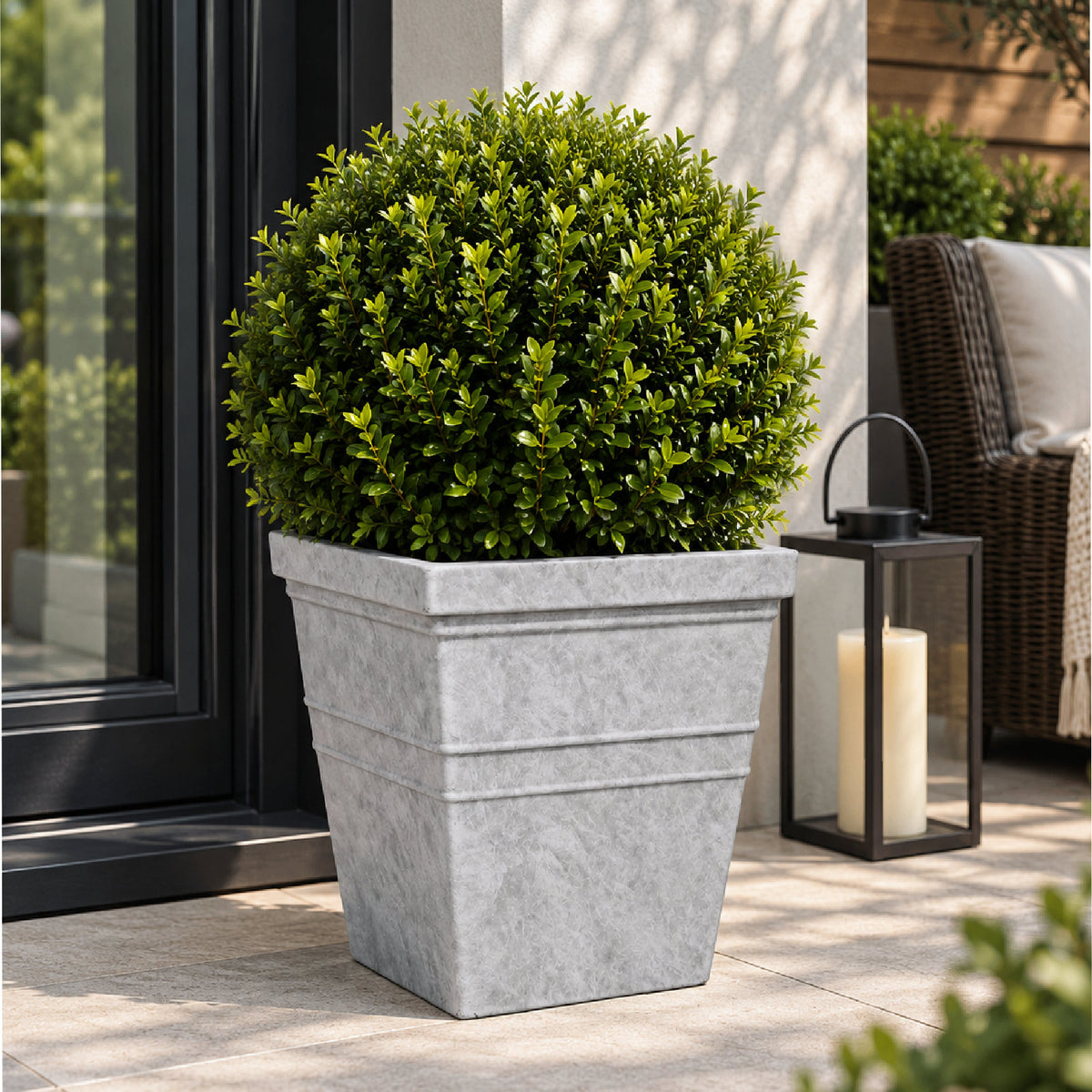 Siena Tapered Square Plant Pot 33 x 34cm 21L - Misty Grey