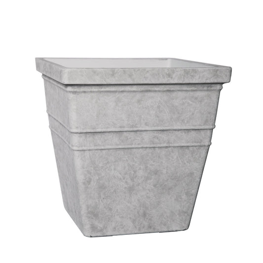 Square Stone Effect Plant Pot 33 x 33 x 34cm 21L - Misty Grey