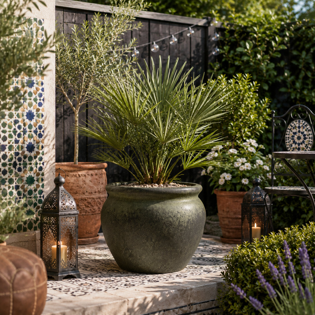 Large Belly Plant Pot 48 x 48 x 37cm – Moss Patina