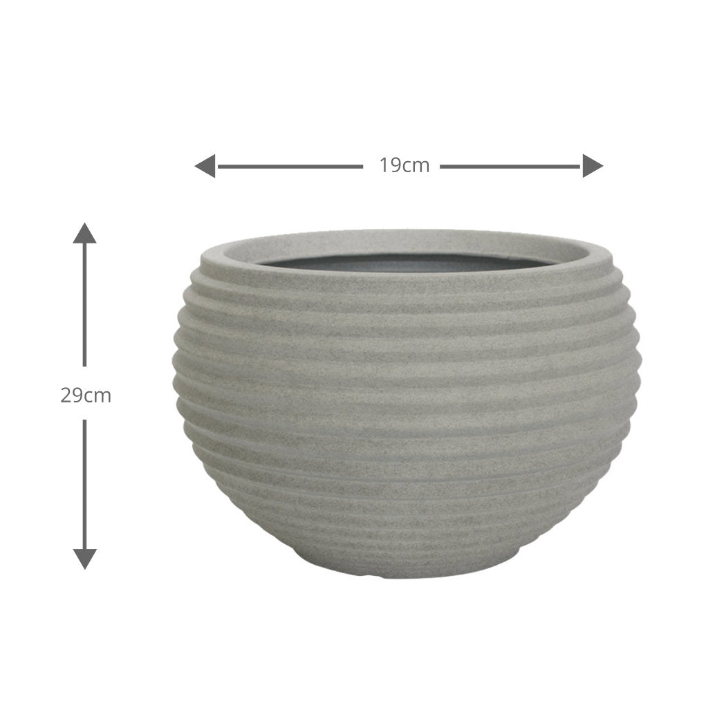 Round Ribbed Plant Pot 29 x 29 x 19cm 9L - Grey