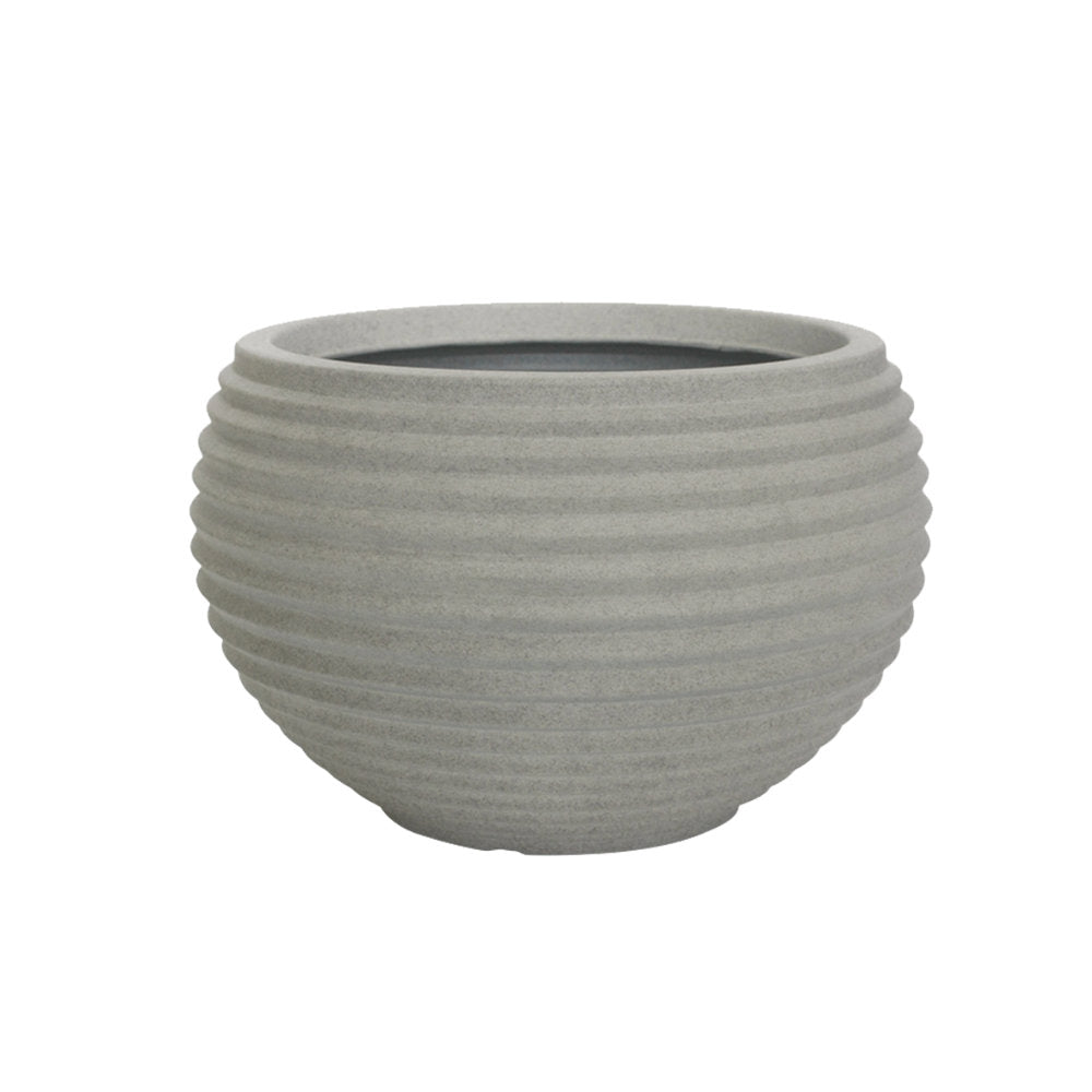 Round Ribbed Plant Pot 29 x 29 x 19cm 9L - Grey