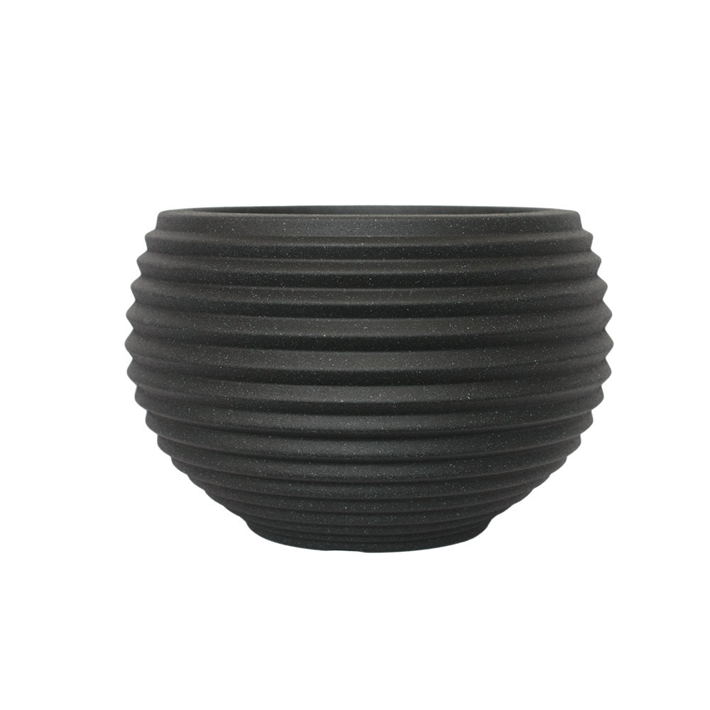 Round Ribbed Plant Pot 29 x 29 x 19cm 9L - Black