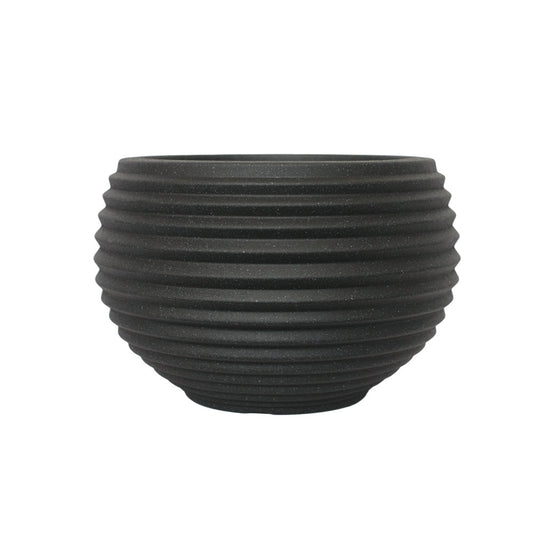Round Ribbed Plant Pot 29 x 29 x 19cm 9L - Black