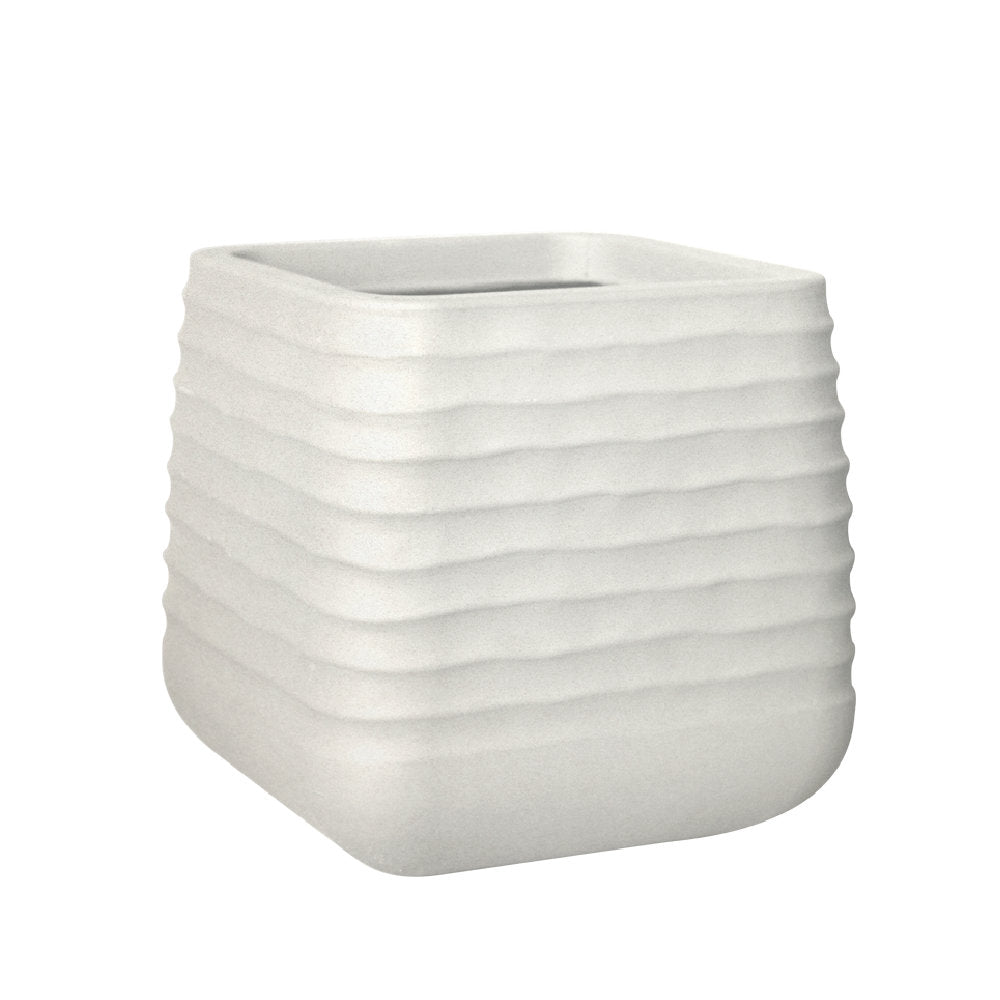 Oslo Square Ripple Plant Pot 28 x 28cm 18L - Beige